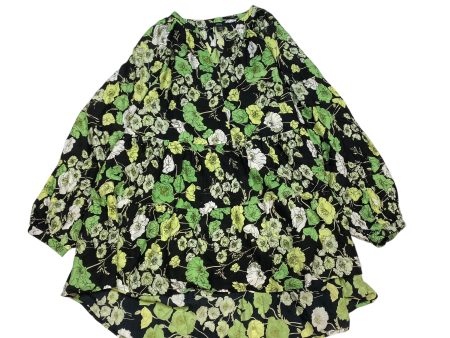 Tunic Long Sleeve By Ellos In Black & Green, Size: 3x Online Sale