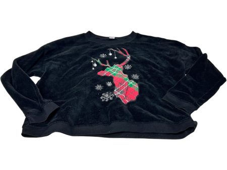 Sweatshirt Crewneck By Holiday Time In Black, Size: 1x on Sale