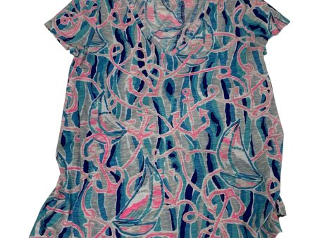 Top Short Sleeve Designer By Lilly Pulitzer In Blue & Pink, Size: Xxs Discount