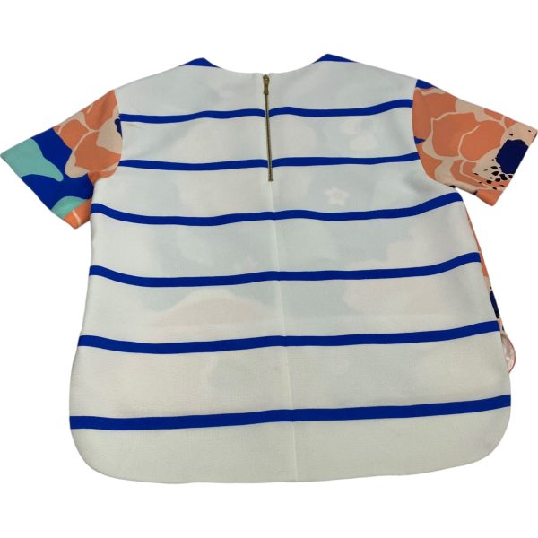 Top Short Sleeve Designer By Kate Spade In Blue & Red & White, Size: 2 For Cheap