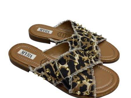 Sandals Flats By Myra In Animal Print, Size: 8 Cheap