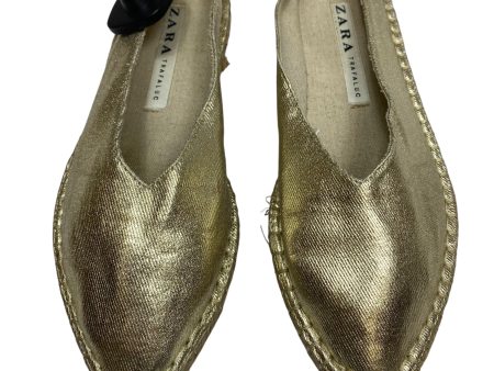 Shoes Flats By Zara In Gold, Size: 5.5 Online Hot Sale