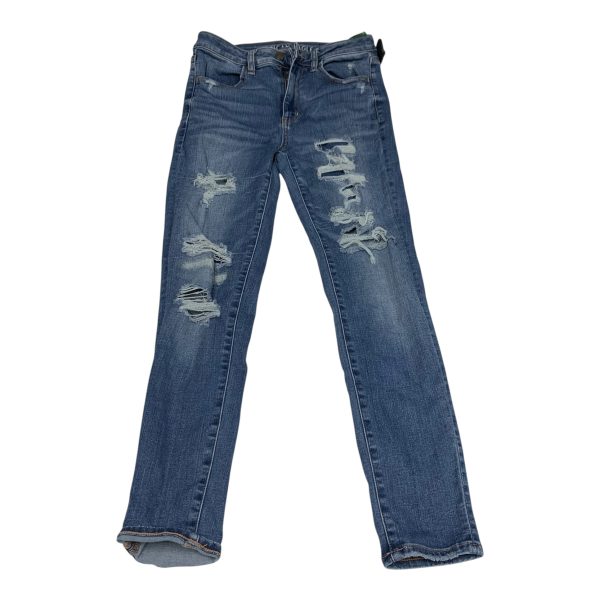 Jeans Skinny By American Eagle In Blue Denim, Size: 8 Online Sale