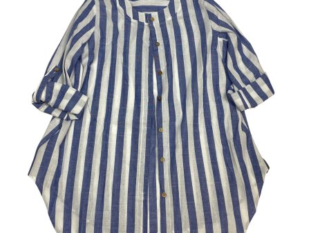 Tunic Long Sleeve By Cmf In Blue & White, Size: Xl Discount